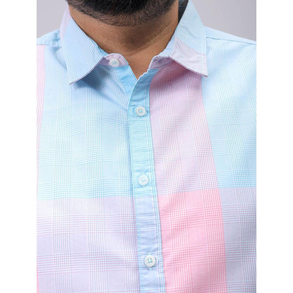 Hardsoda Plus Men Blue Regular Fit Checkered Casual Shirt-men-clothing-tshirtsandpolos-tshirts-image-3