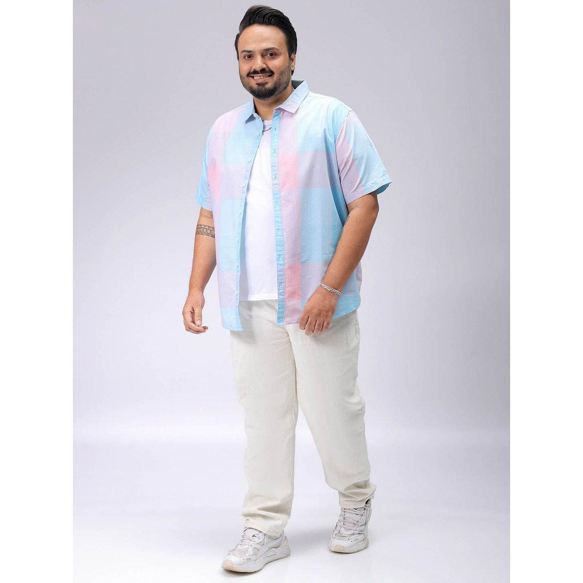Hardsoda Plus Men Blue Regular Fit Checkered Casual Shirt-men-clothing-tshirtsandpolos-tshirts-image-6