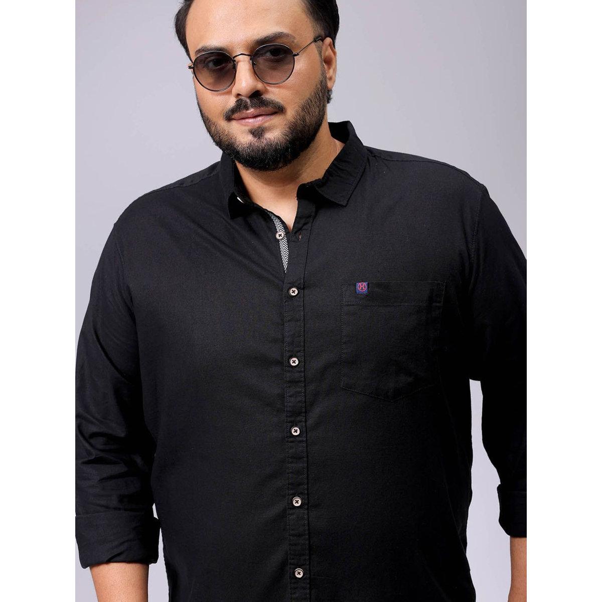 Hardsoda Plus Men Black Regular Fit Casual Shirt-men-clothing-tshirtsandpolos-tshirts-image-1