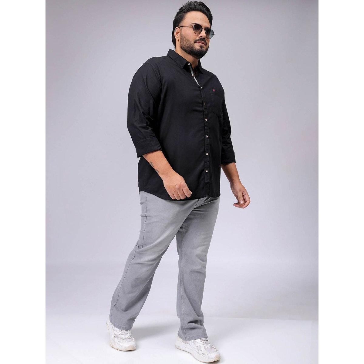 Hardsoda Plus Men Black Regular Fit Casual Shirt-men-clothing-tshirtsandpolos-tshirts-image-2