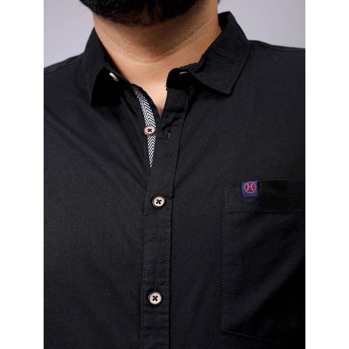 Hardsoda Plus Men Black Regular Fit Casual Shirt-men-clothing-tshirtsandpolos-tshirts-image-3