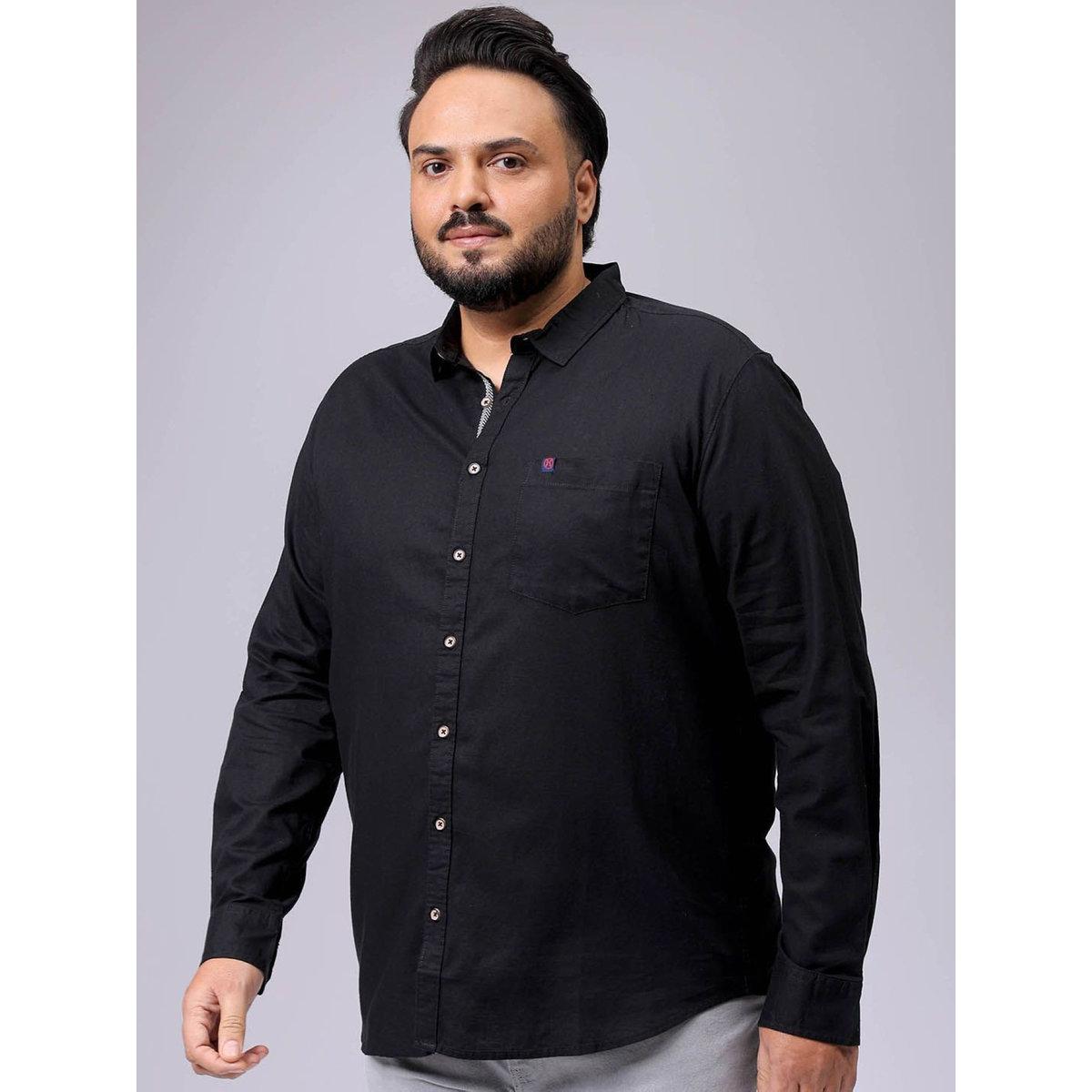Hardsoda Plus Men Black Regular Fit Casual Shirt-men-clothing-tshirtsandpolos-tshirts-image-4