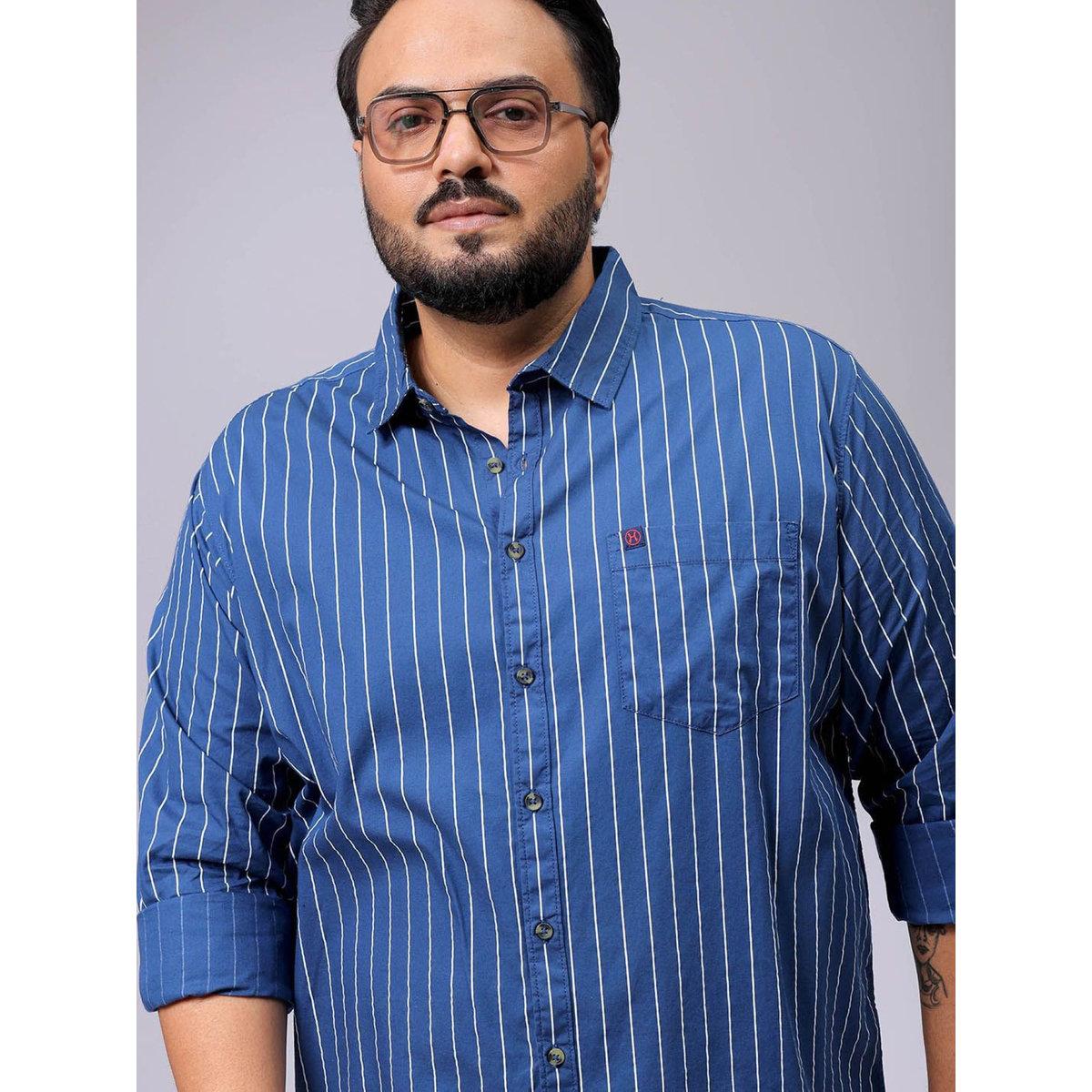 Hardsoda Plus Men Blue Regular Fit Striped Casual Shirt-men-clothing-tshirtsandpolos-tshirts-image-1