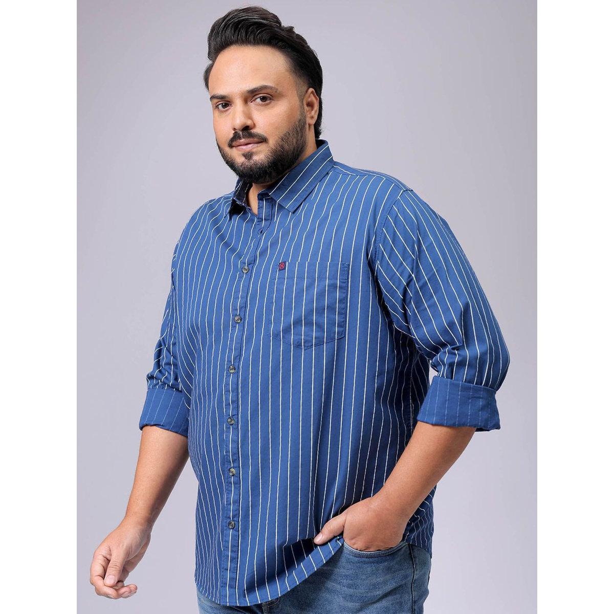Hardsoda Plus Men Blue Regular Fit Striped Casual Shirt-men-clothing-tshirtsandpolos-tshirts-image-4
