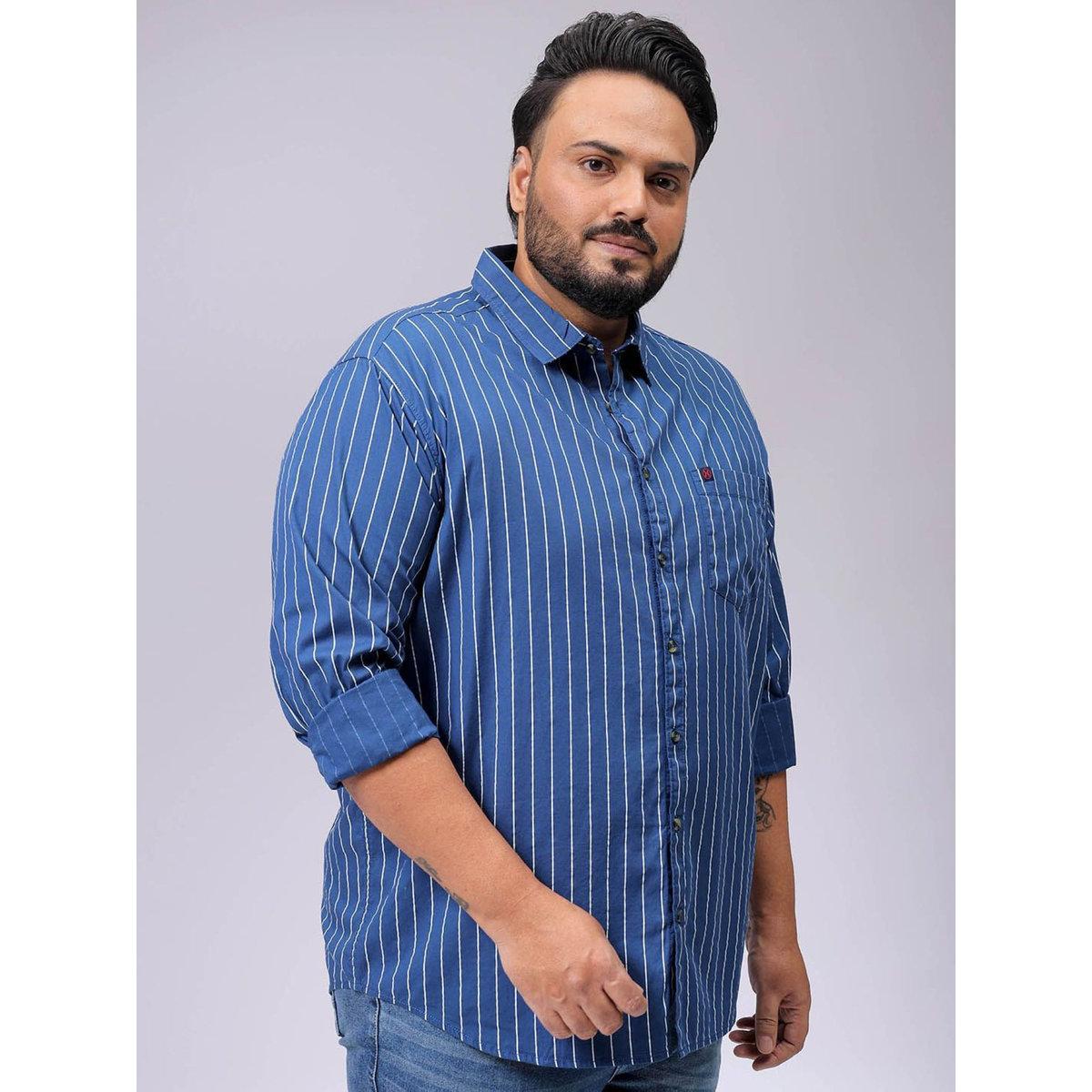 Hardsoda Plus Men Blue Regular Fit Striped Casual Shirt-men-clothing-tshirtsandpolos-tshirts-image-5