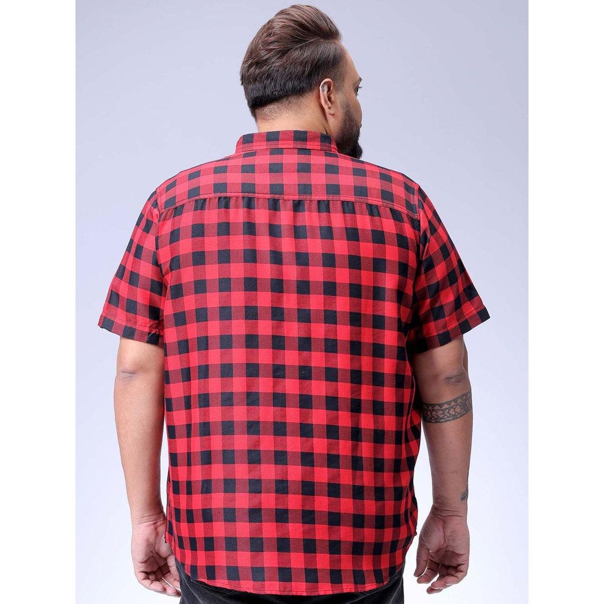 Hardsoda Plus Men Red Regular Fit Checkered Casual Shirt-men-clothing-tshirtsandpolos-tshirts-image-4