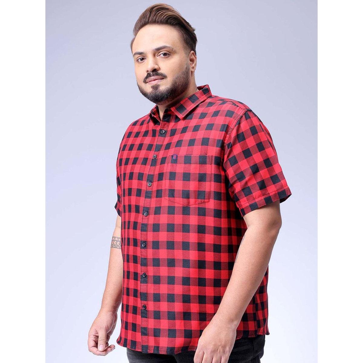 قميص بطبعة مربعات بمقاس كبير-men-clothing-tshirtsandpolos-tshirts-image-5
