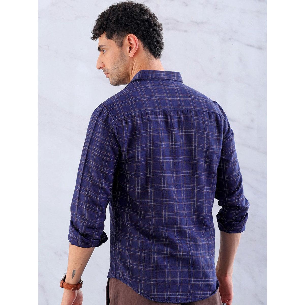 Hardsoda Men Blue Slim Fit Checkered Casual Shirt-men-clothing-shirts-image-4