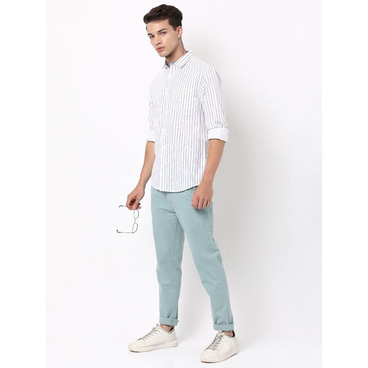Hardsoda Men White Regular Fit Striped Casual Shirt-men-clothing-shirts-image-4