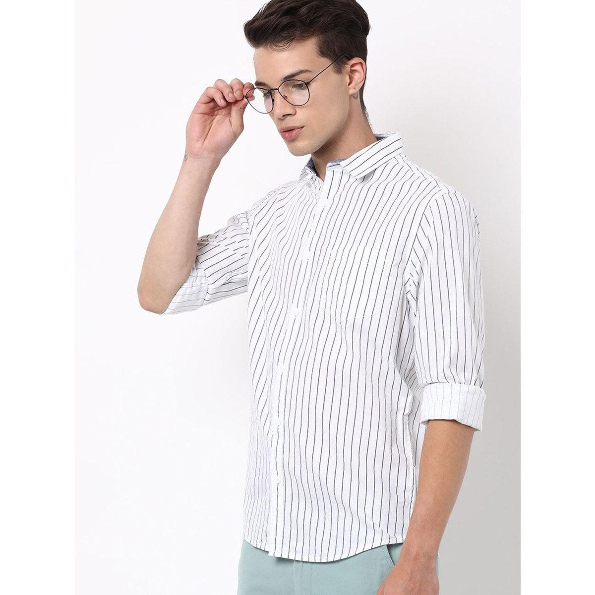 Hardsoda Men White Regular Fit Striped Casual Shirt-men-clothing-shirts-image-6
