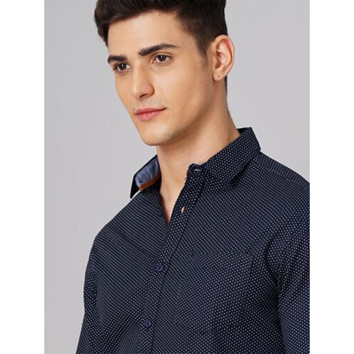 Hardsoda Men Blue Regular Fit Ditsy Print Casual Shirt-men-clothing-shirts-image-2
