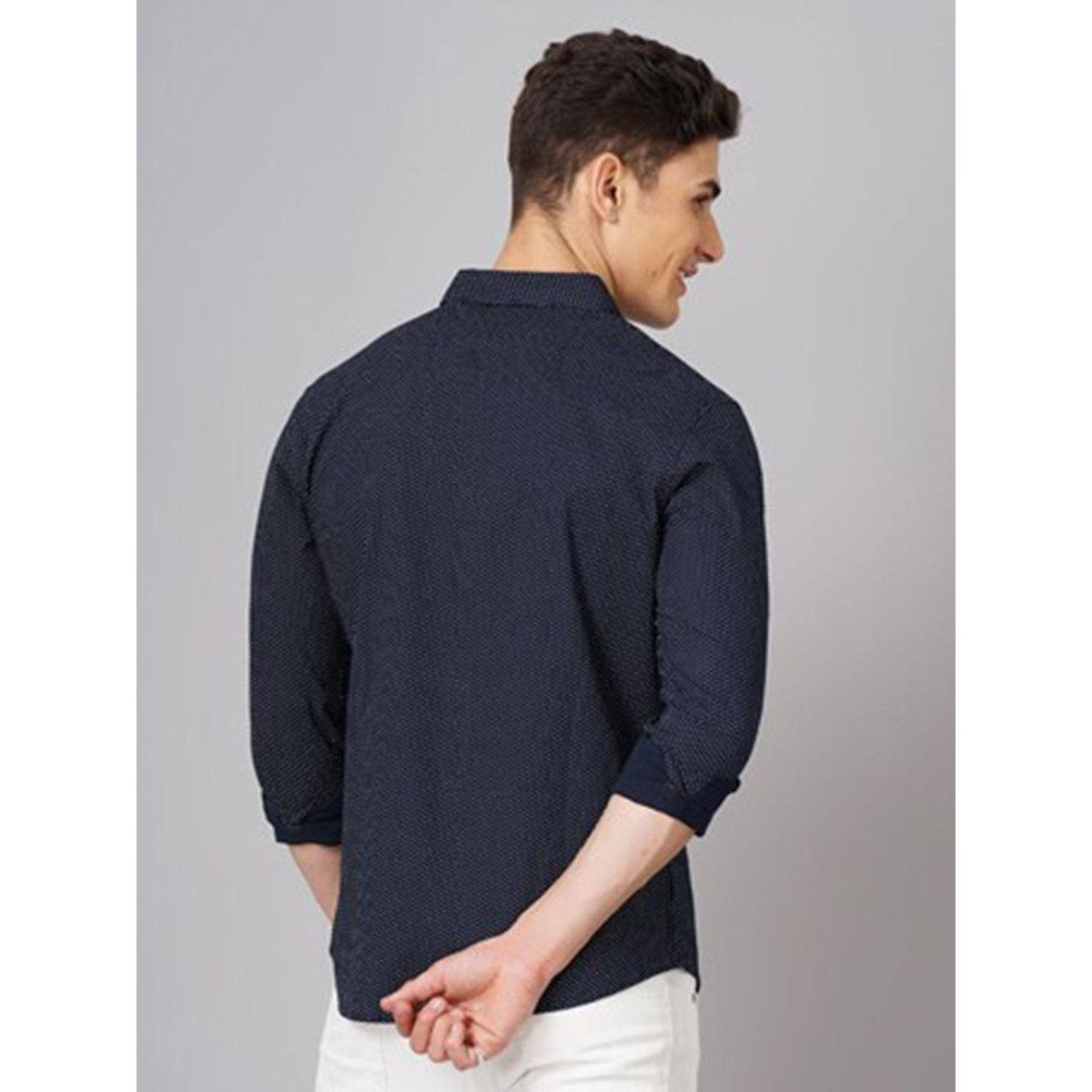 Hardsoda Men Blue Regular Fit Ditsy Print Casual Shirt-men-clothing-shirts-image-4