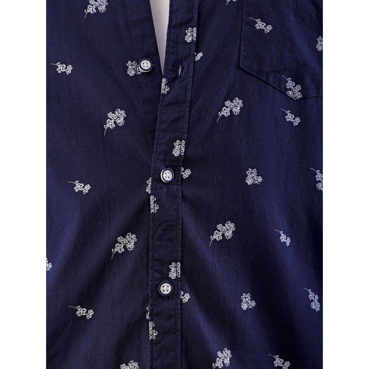 Hardsoda Men Blue Regular Fit Ditsy Print Casual Shirt-men-clothing-shirts-image-2