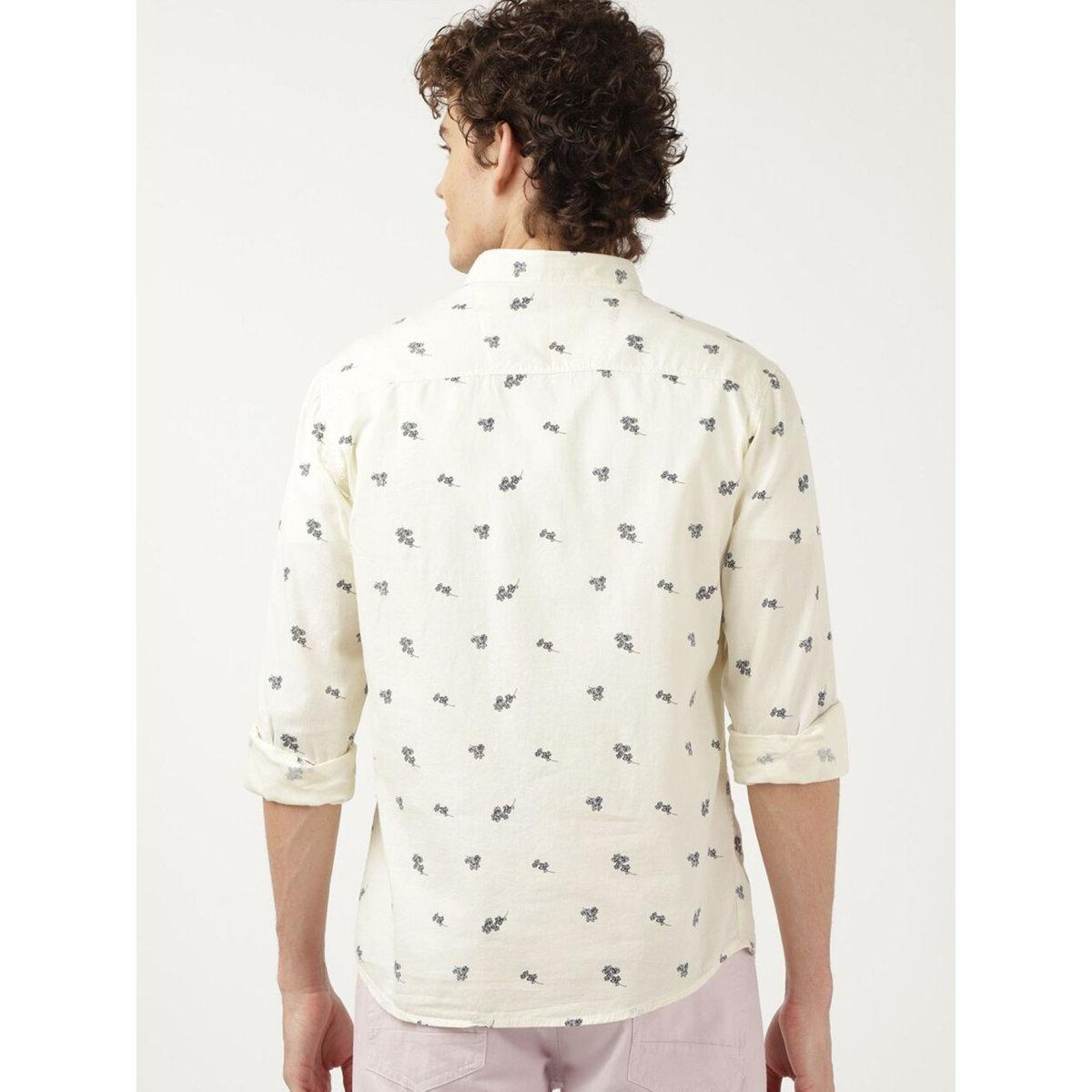 Hardsoda Men Cream Ditsy Print Casual Shirt-men-clothing-shirts-image-4