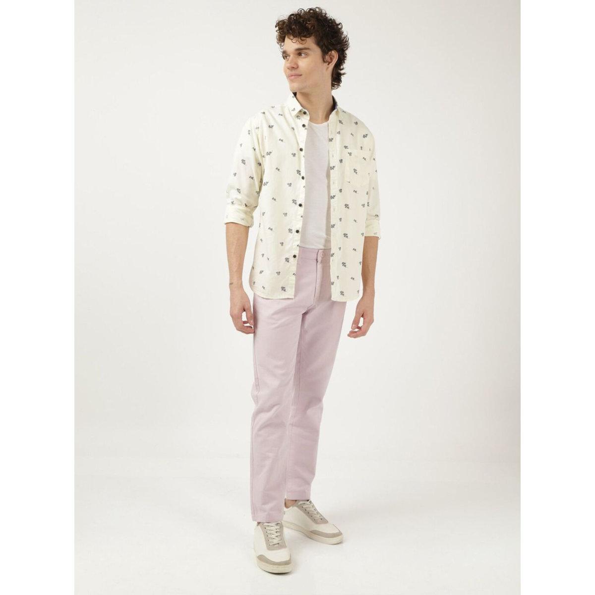 Hardsoda Men Cream Ditsy Print Casual Shirt-men-clothing-shirts-image-6