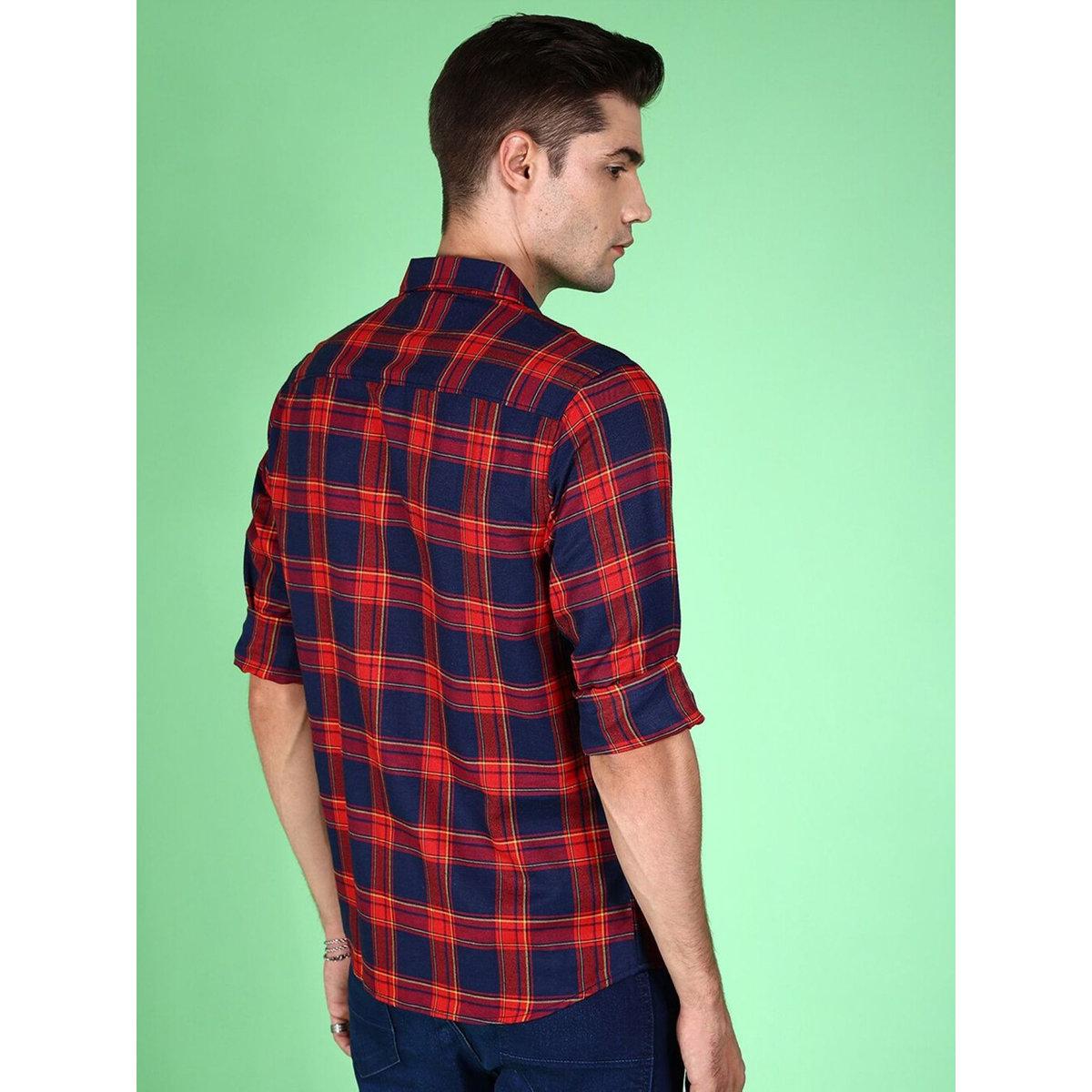 Hardsoda Men Checked Spread Collar Shirt-men-clothing-shirts-image-5