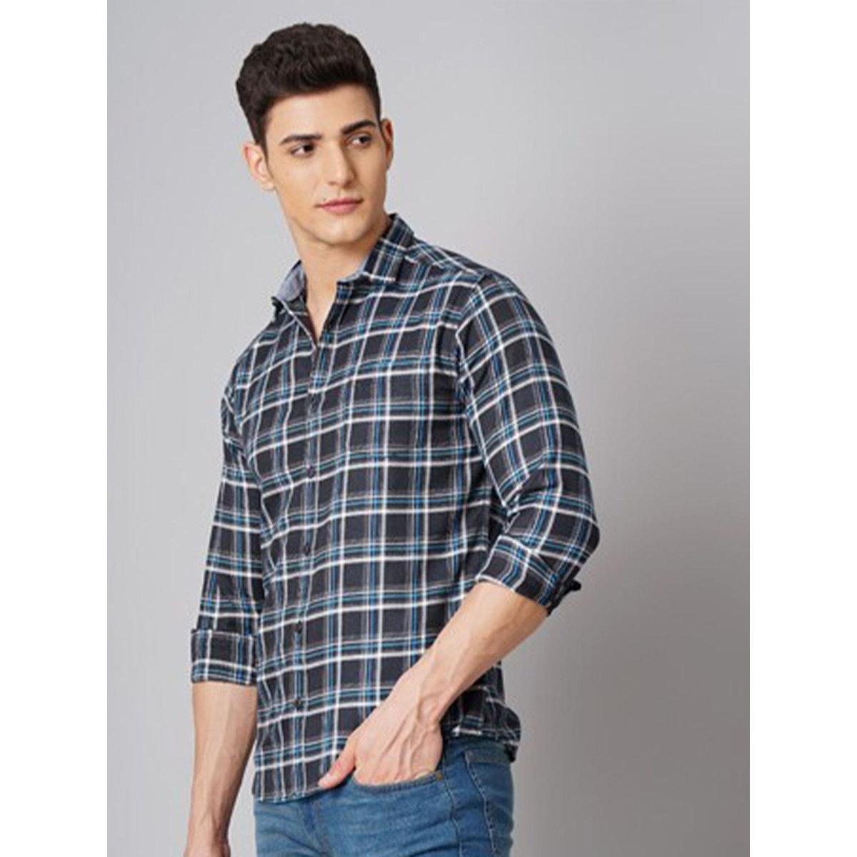 Hardsoda Men Checked Spread Collar Shirt-men-clothing-shirts-image-5