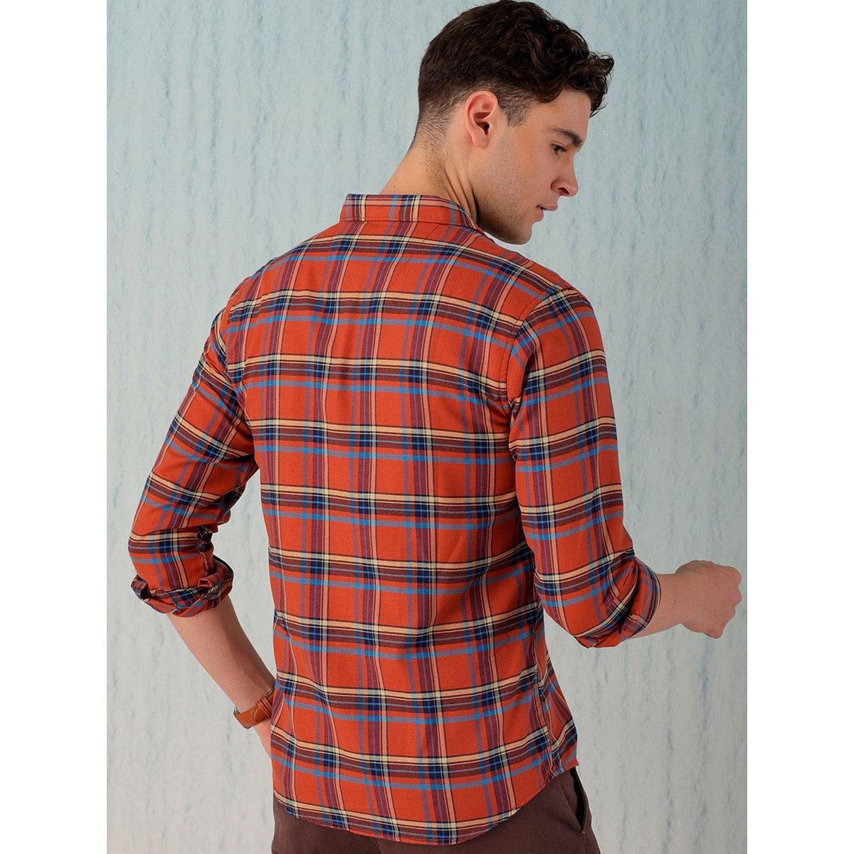 Hardsoda Men Red Plaid Flannel Casual Shirt-men-clothing-shirts-image-4