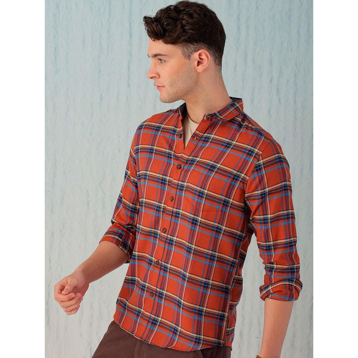 Hardsoda Men Red Plaid Flannel Casual Shirt-men-clothing-shirts-image-5