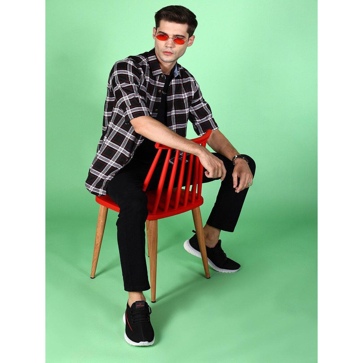 Hardsoda Men Black Plaid Flannel Casual Shirt-men-clothing-shirts-image-4