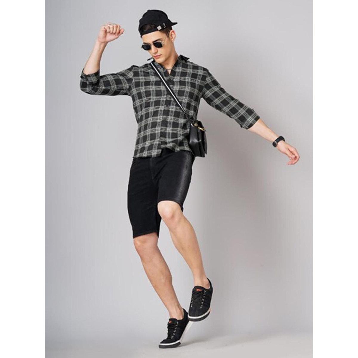 Hardsoda Men Black Checkered Casual Shirt-men-clothing-shirts-image-4