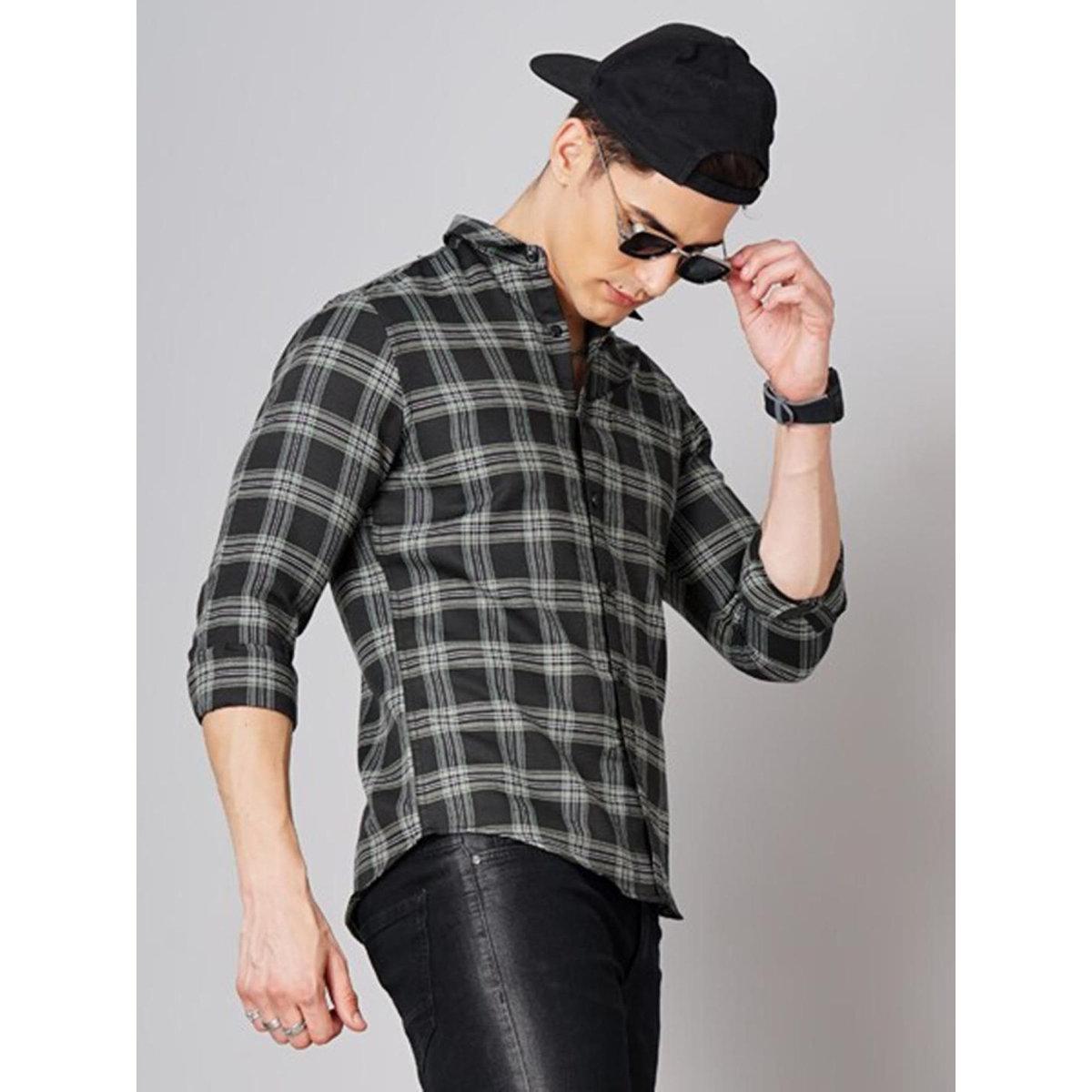 Hardsoda Men Black Checkered Casual Shirt-men-clothing-shirts-image-6