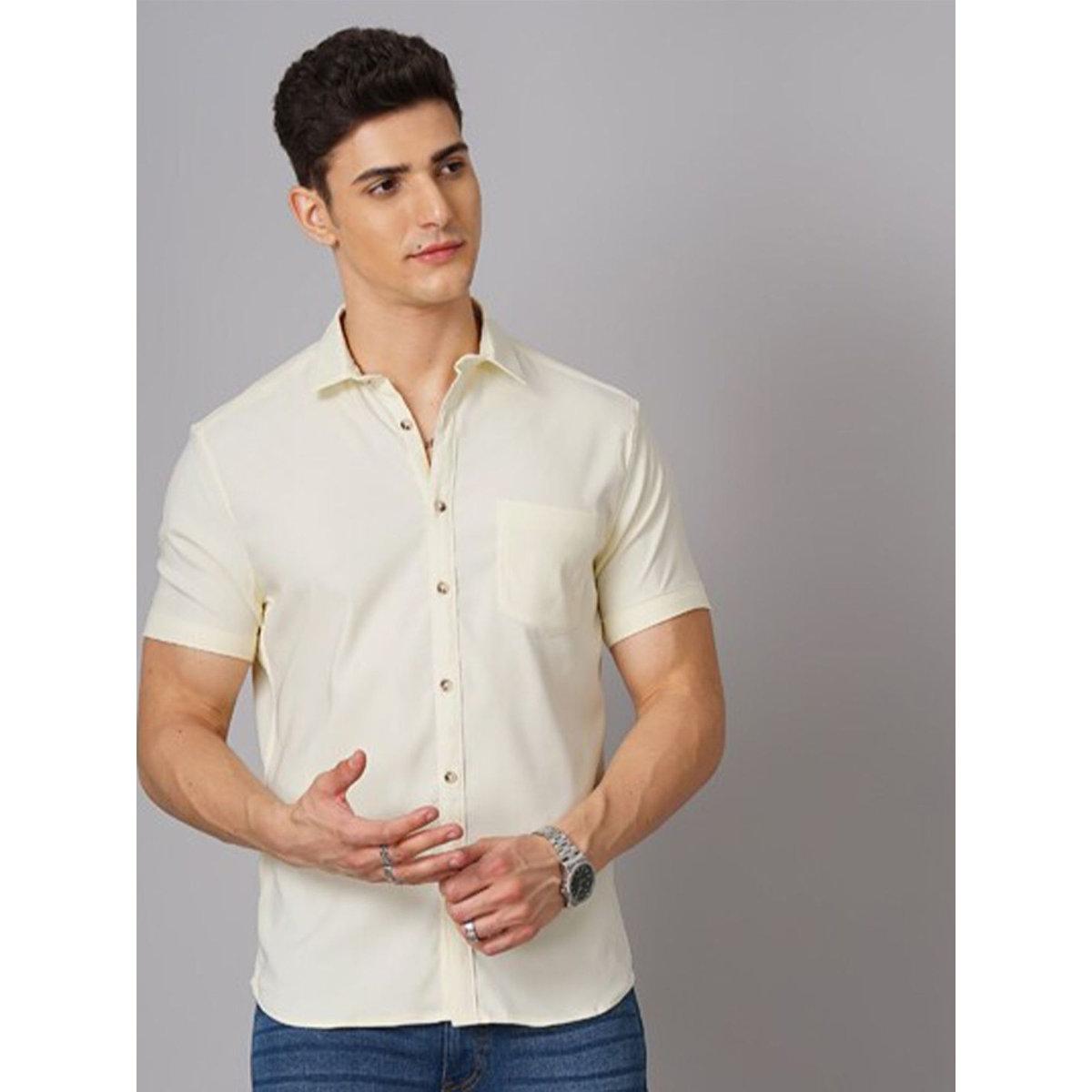 Hardsoda Men Yellow Solid Casual Shirt-men-clothing-shirts-image-1