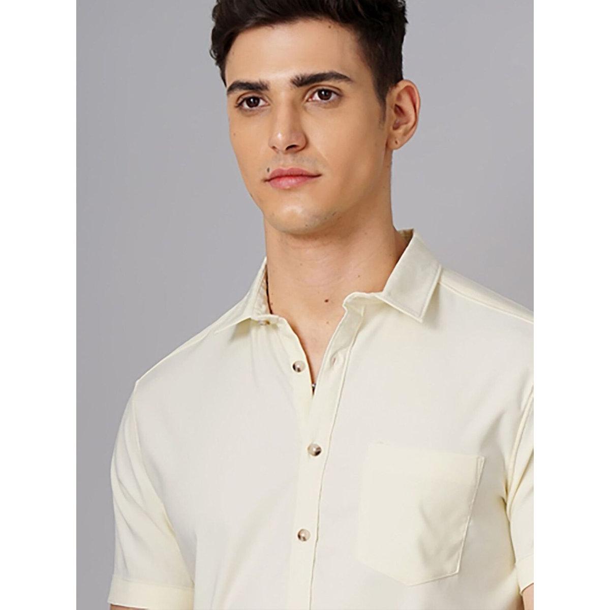 Hardsoda Men Yellow Solid Casual Shirt-men-clothing-shirts-image-2