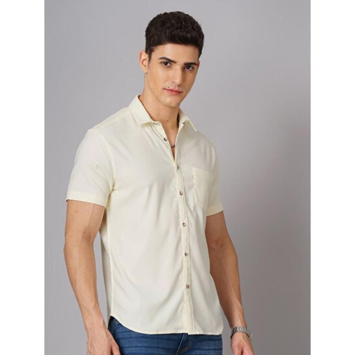 Hardsoda Men Yellow Solid Casual Shirt-men-clothing-shirts-image-3