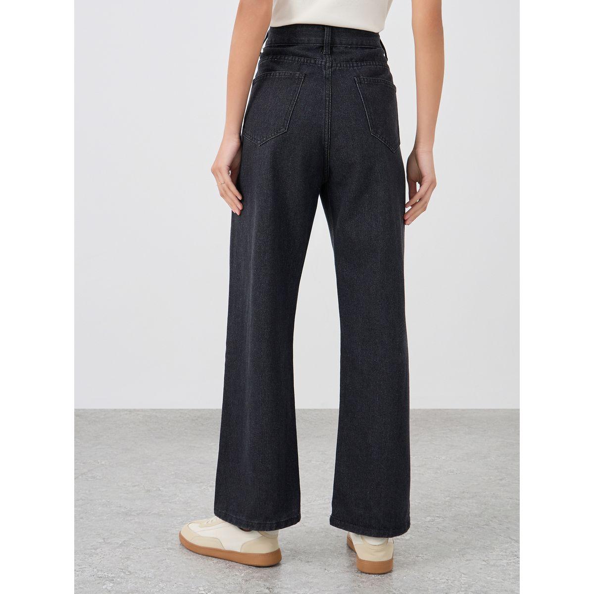 بنطال جيز بقصة أرجل واسعة مع جيوب-women-clothing-bottoms-jeans-image-4