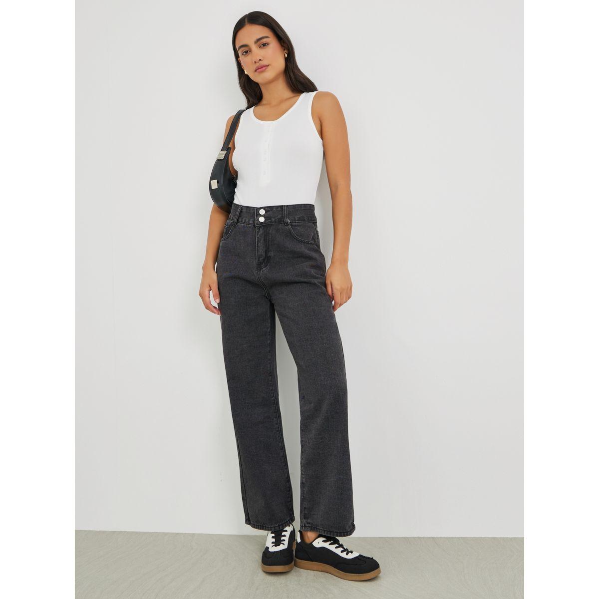 جينز بقصة مستقيمة وخصر متوسط-women-clothing-bottoms-jeans-image-1