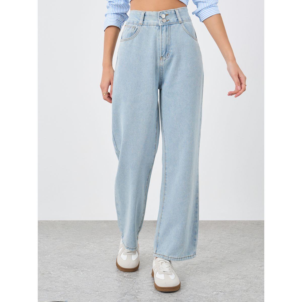 جينز بقصة مستقيمة وخصر متوسط-women-clothing-bottoms-jeans-image-2