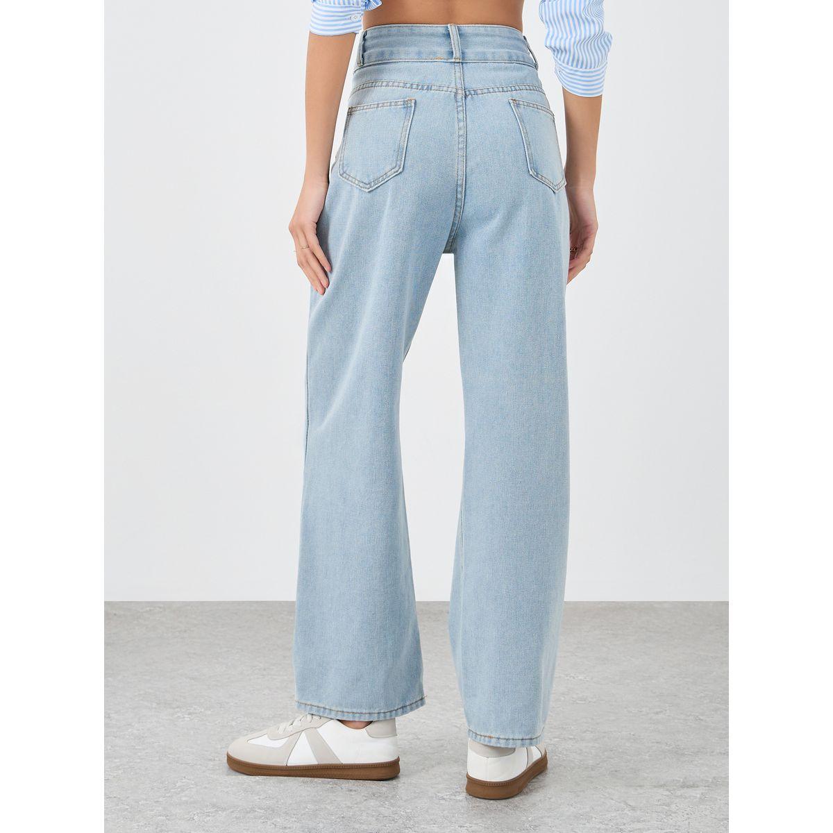 جينز بقصة مستقيمة وخصر متوسط-women-clothing-bottoms-jeans-image-4