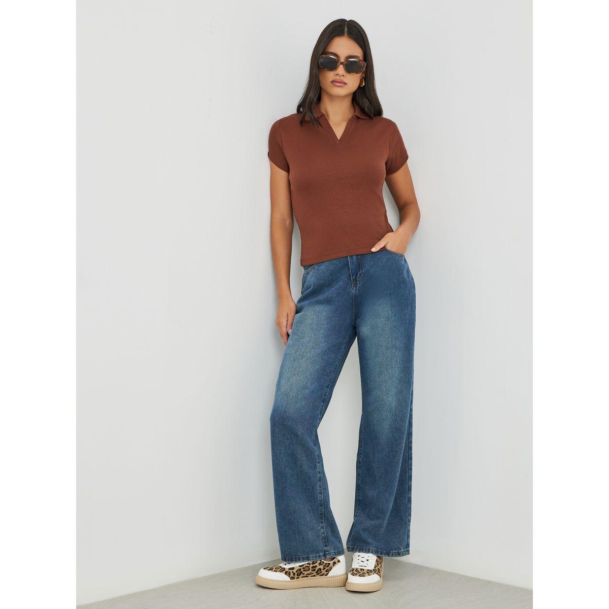 Styli Mid Rise Straight Fit Faded Jeans-women-clothing-bottoms-jeans-image-1