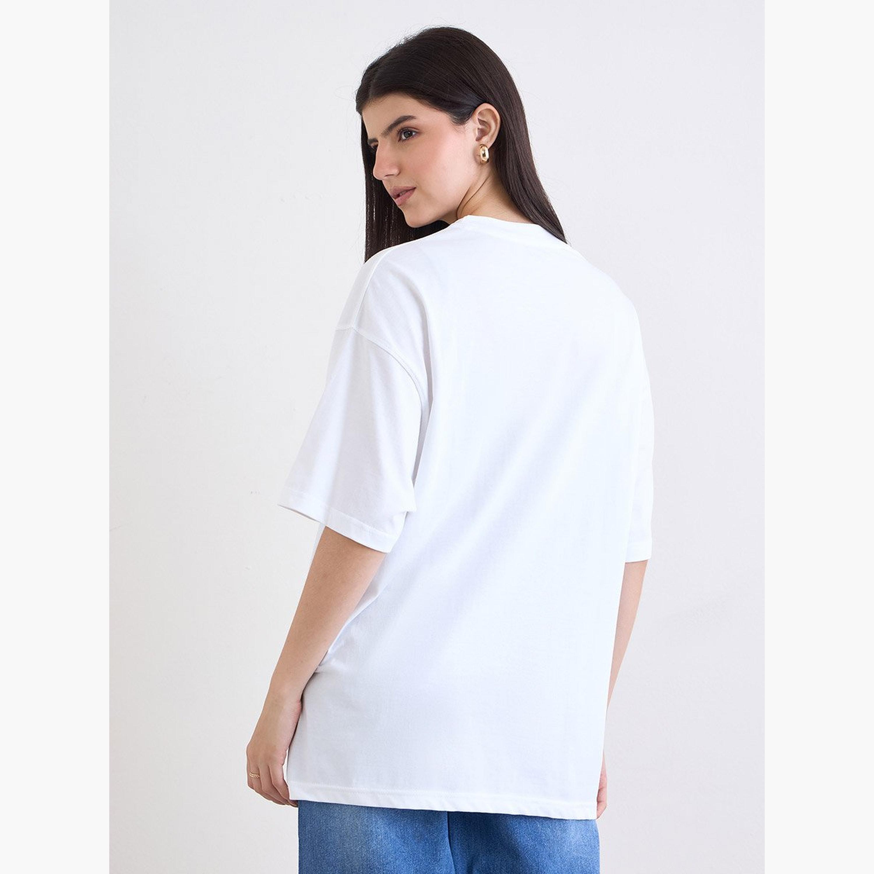 Styli White Embroidered Panel Oversized T-Shirt-women-clothing-tshirts-image-5