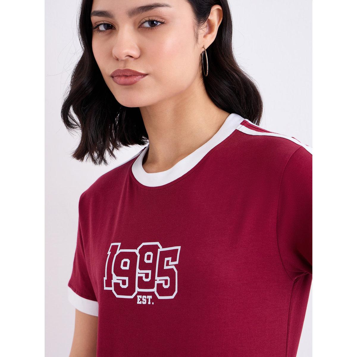 Styli Women Red Regular Fit Printed T-Shirt-women-clothing-tshirts-image-4