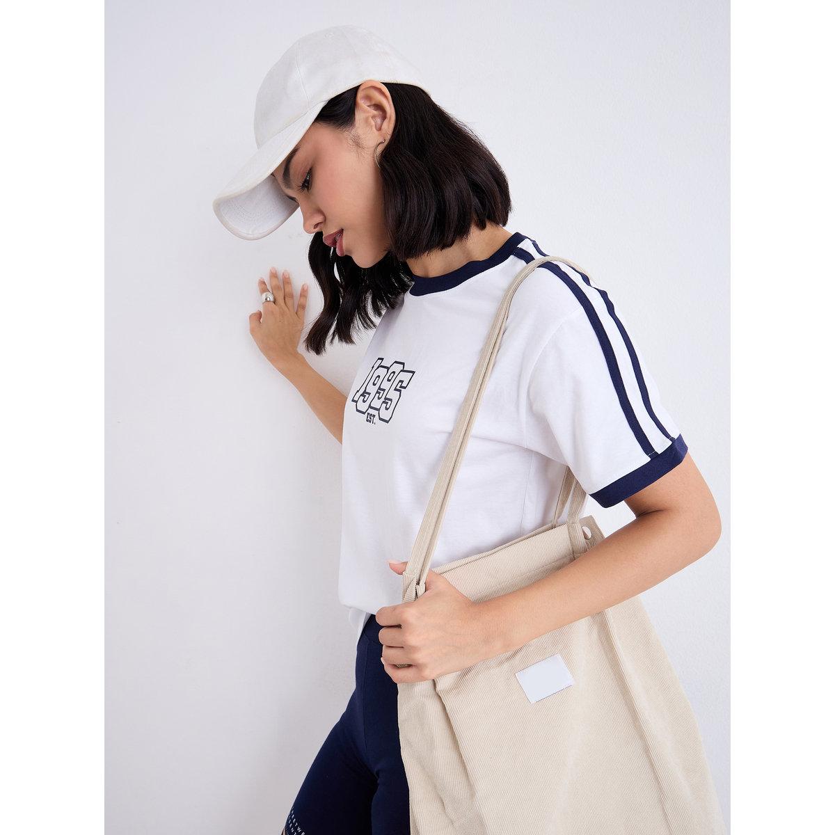 Styli Women White Regular Fit Printed T-Shirt-women-clothing-tshirts-image-1