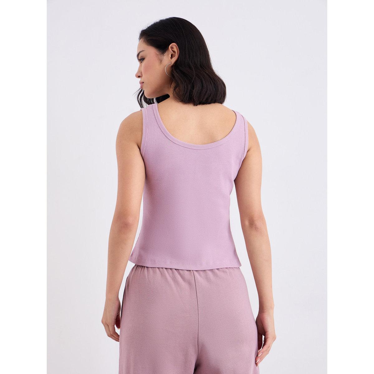 Styli Purple Fitted Embroidered Tank-women-clothing-tshirts-image-4