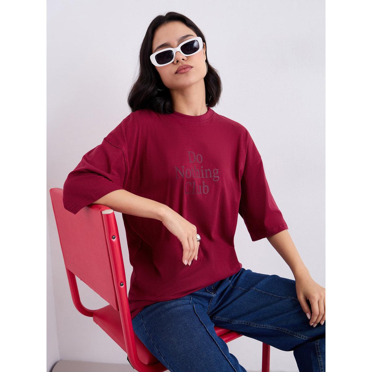Styli Slogan Print Oversized Longline T-Shirt-women-clothing-tshirts-image-1