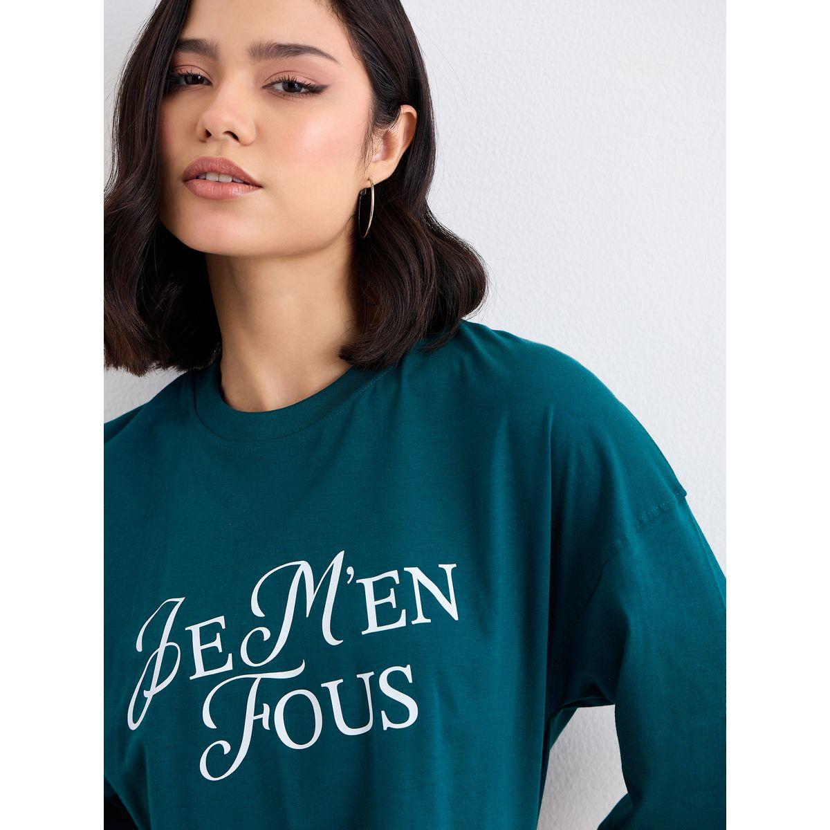 تيشيرت فضفاض بتفاصيل أكتاف مُنخفضة-women-clothing-tshirts-image-3