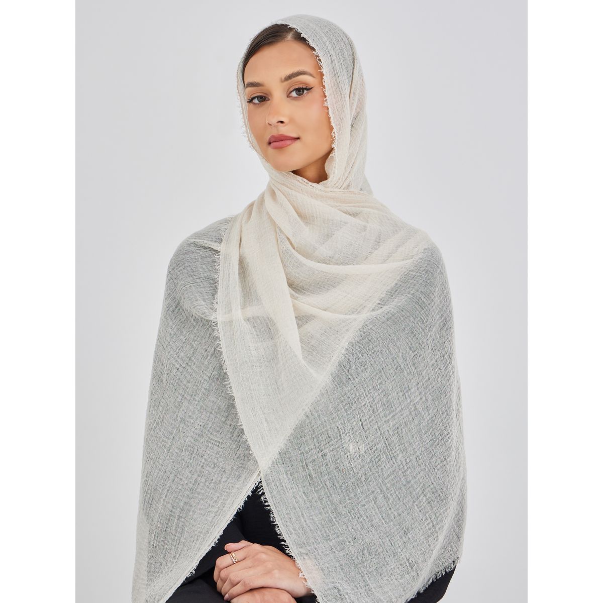 حجاب سادة مزين بحافة خام-women-clothingaccessories-scarves-image-1