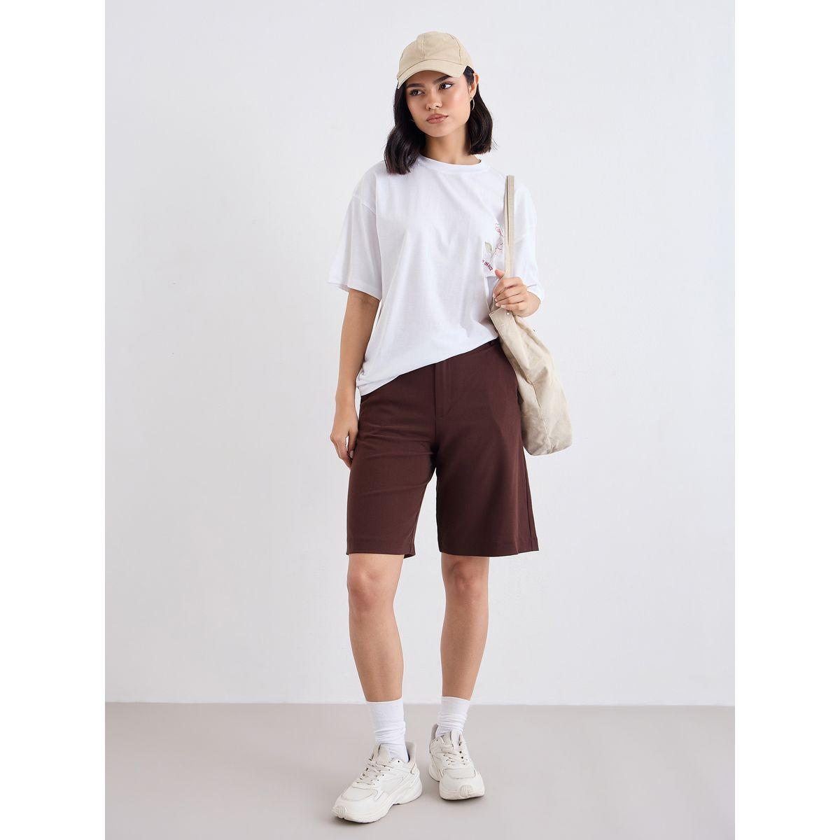 Styli Women White Exaggerated Shoulder Oversized T-Shirt-women-clothing-tshirts-image-1