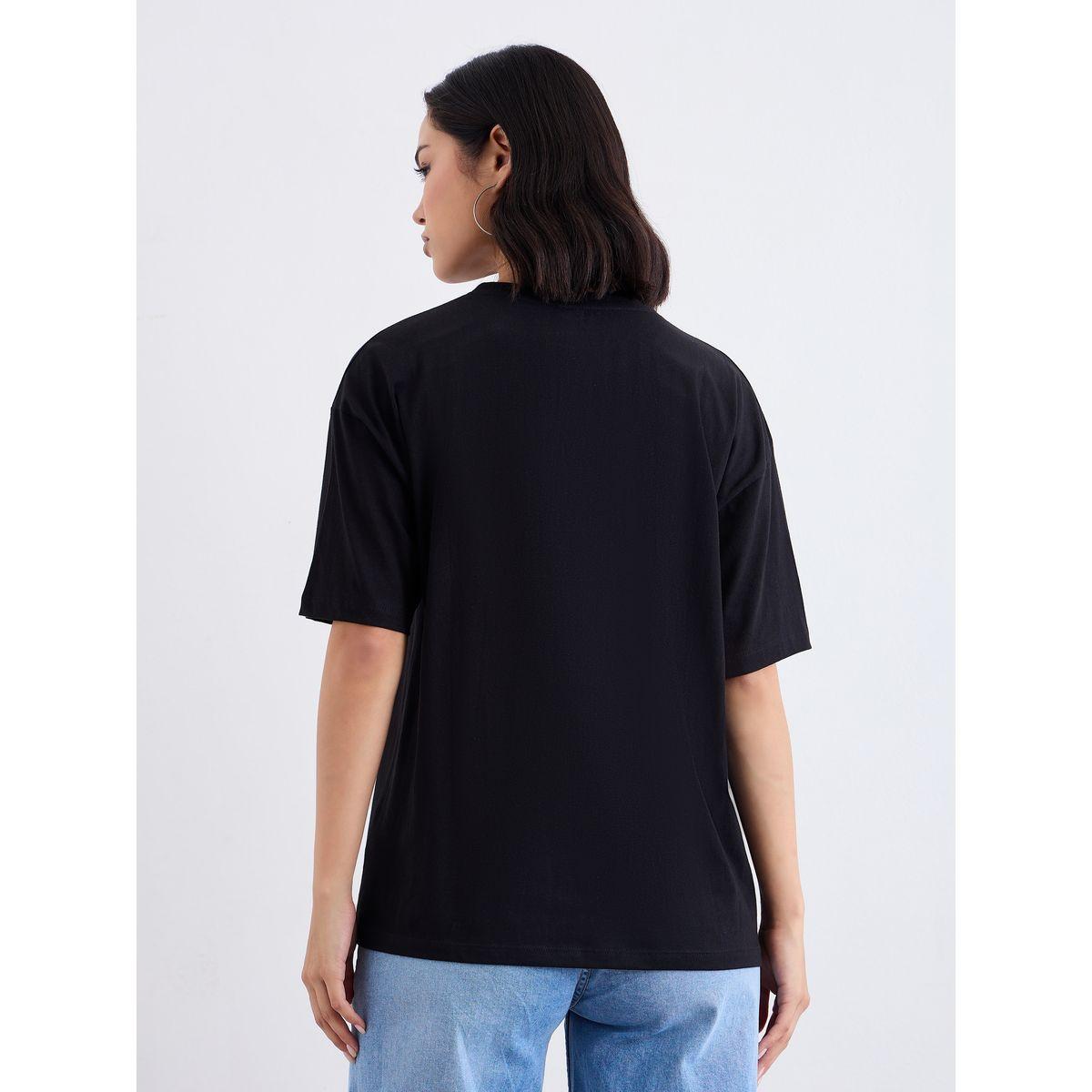 Styli Women Black Embroidered Detail Oversized T-Shirt-women-clothing-tshirts-image-4