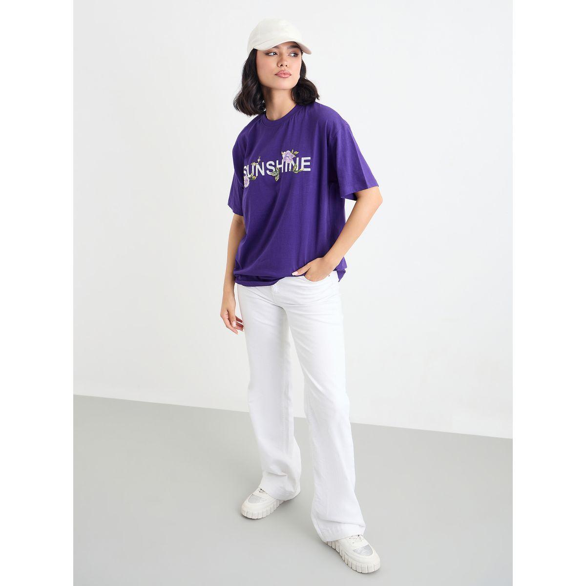 Styli Embroidered Slogan Short Sleeves Oversized T-Shirt-women-clothing-tshirts-image-1