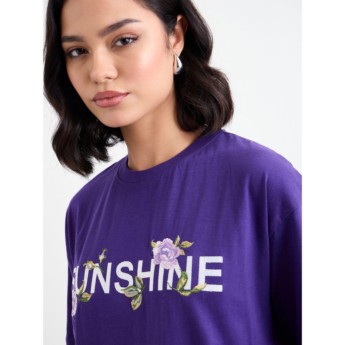 Styli Embroidered Slogan Short Sleeves Oversized T-Shirt-women-clothing-tshirts-image-3