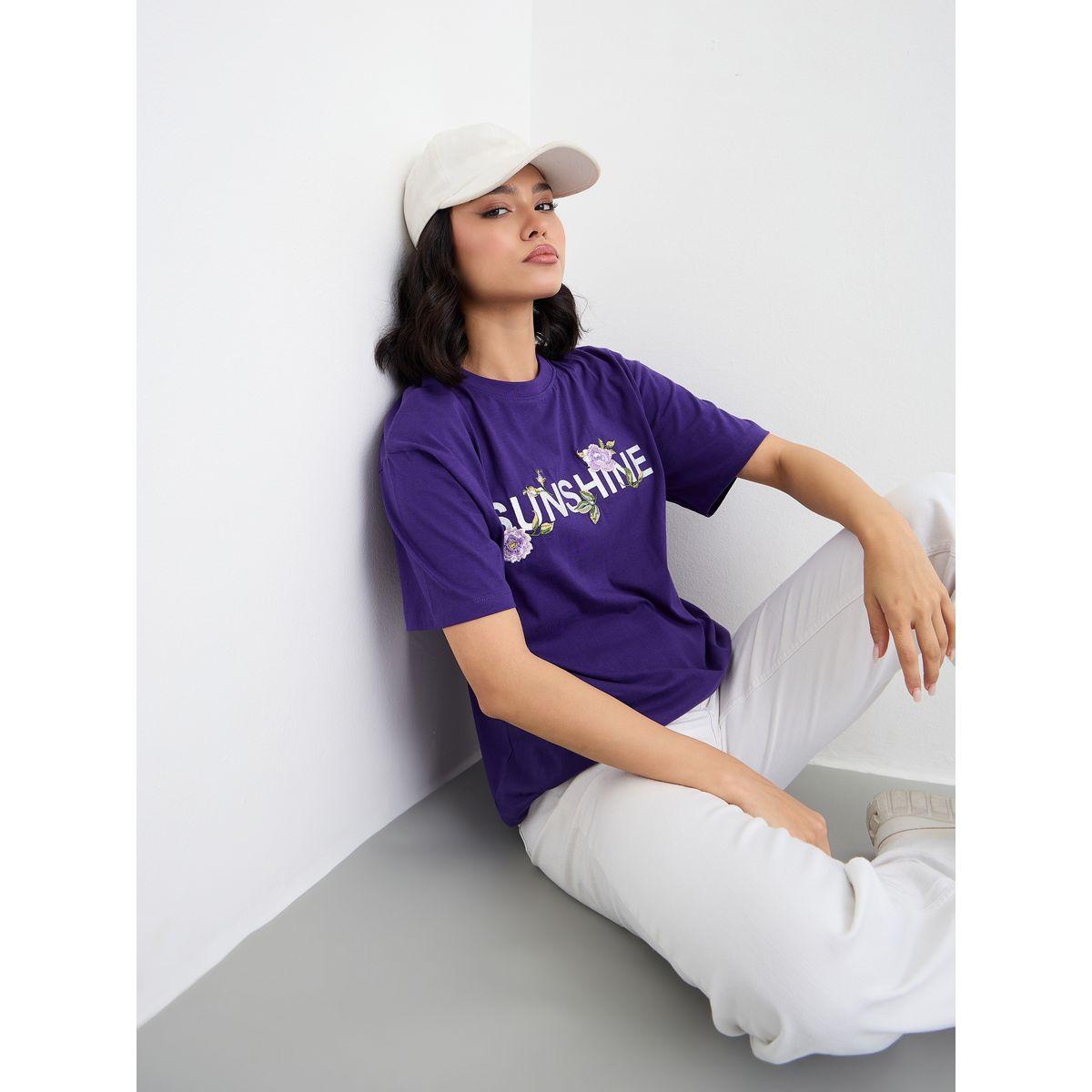 Styli Embroidered Slogan Short Sleeves Oversized T-Shirt-women-clothing-tshirts-image-5