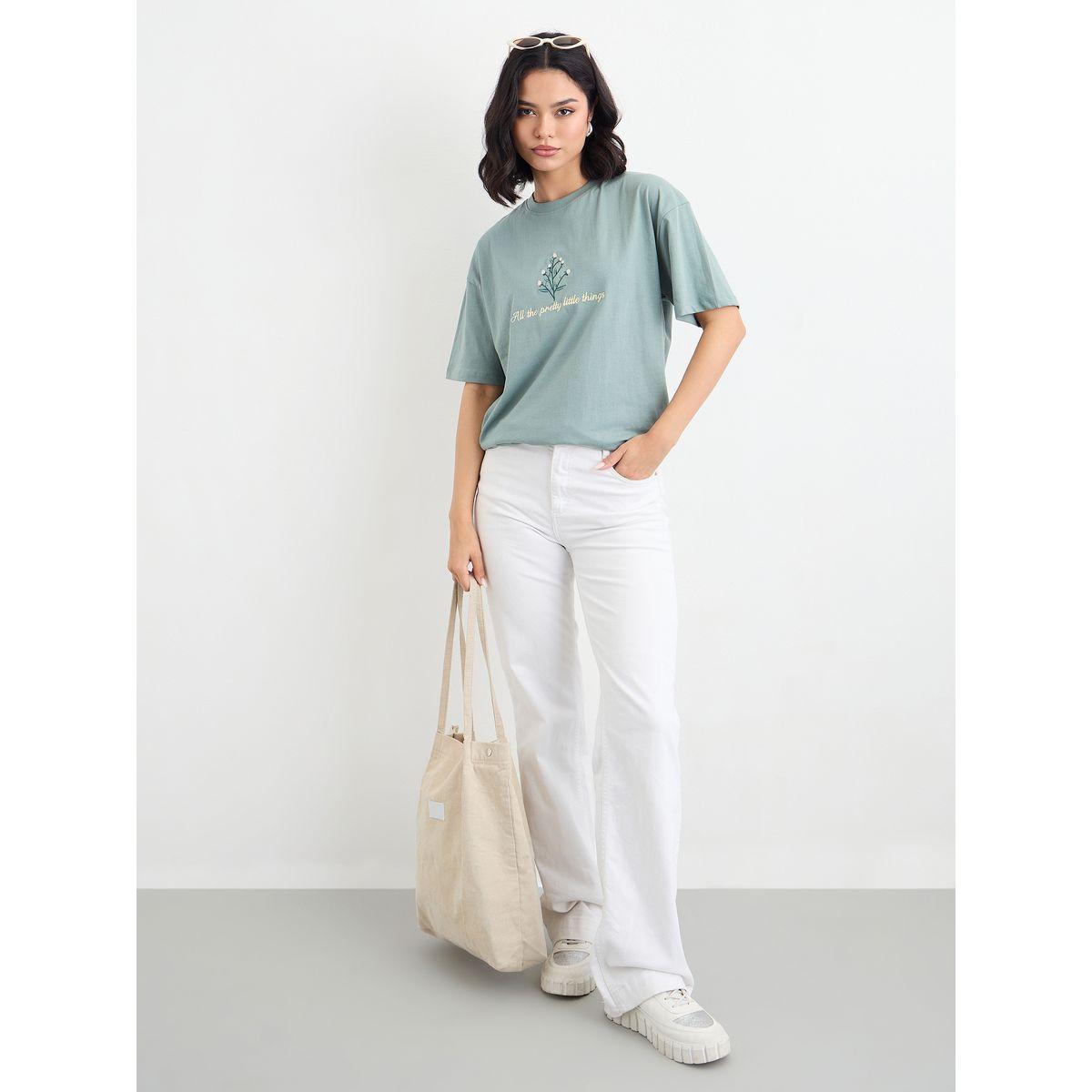 Styli Embroidered Slogan Short Sleeves Oversized T-Shirt-women-clothing-tshirts-image-1
