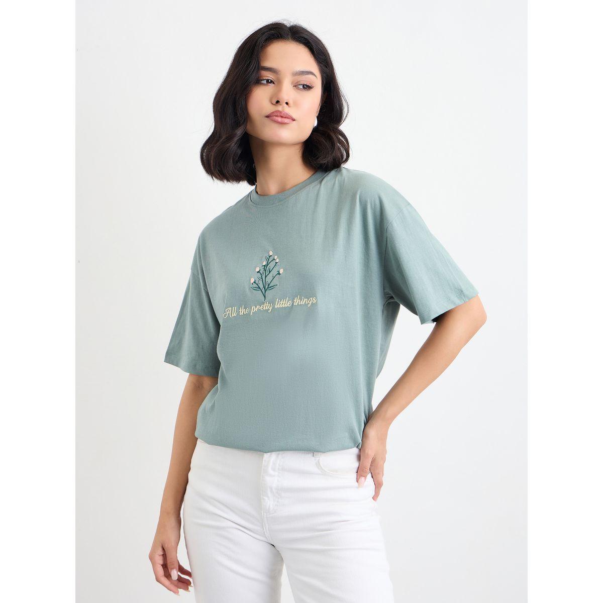Styli Embroidered Slogan Short Sleeves Oversized T-Shirt-women-clothing-tshirts-image-2