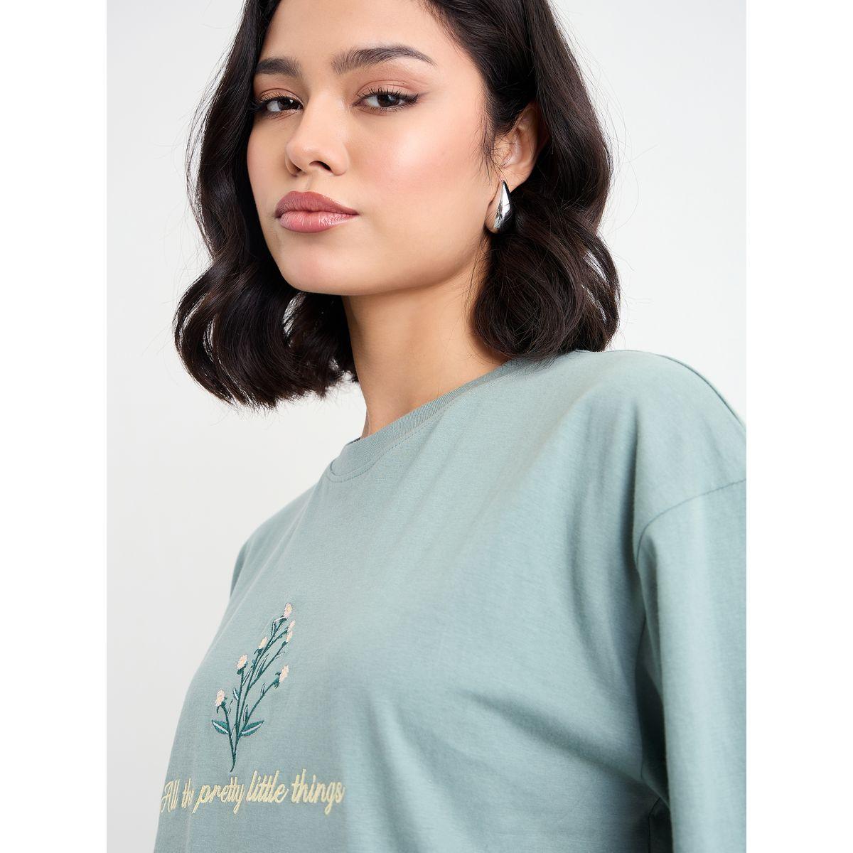 Styli Embroidered Slogan Short Sleeves Oversized T-Shirt-women-clothing-tshirts-image-3
