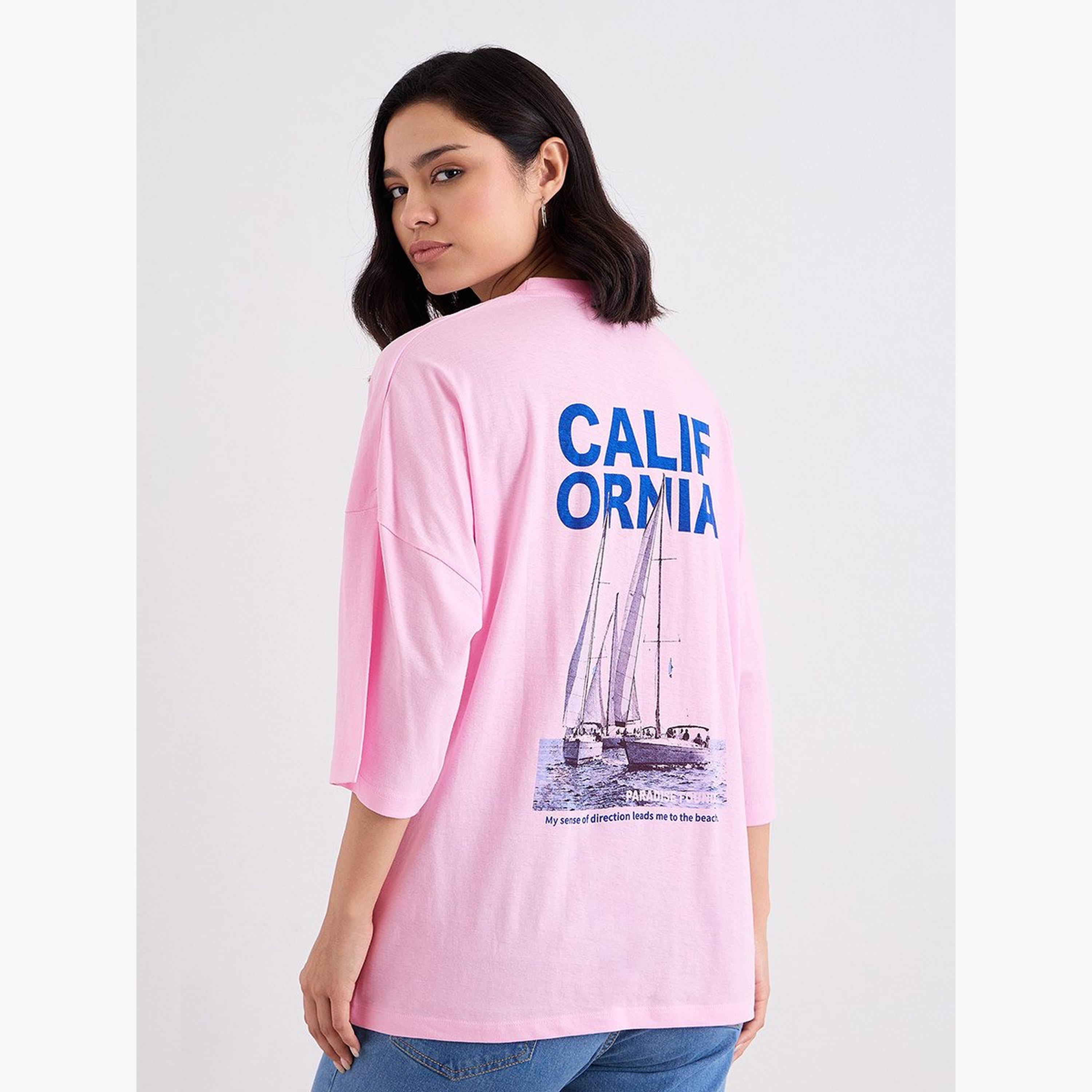 Styli Slogan Print Round Neck Oversized T-Shirt-women-clothing-tshirts-image-4